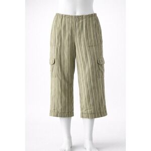 White Stag Olive Green Striped Cargo Capris